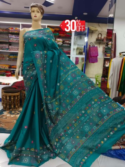 Premium quality kantha stitch saree-14