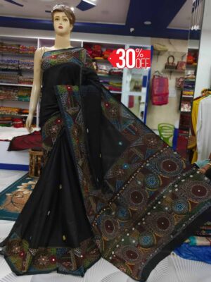Premium quality kantha stitch saree-17