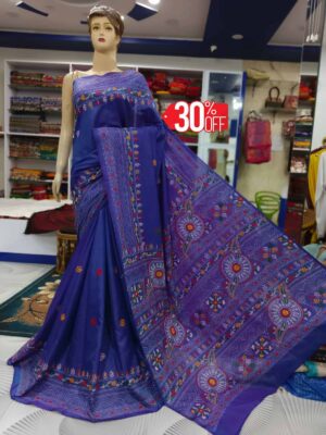 Premium quality kantha stitch saree-18