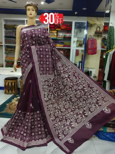 Premium quality kantha stitch saree-1